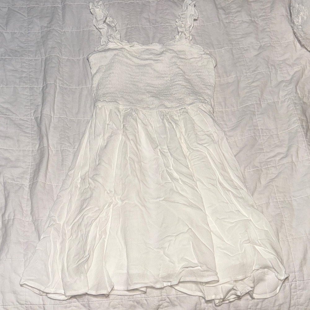 SHEIN Cream Ruffled Casual Dress